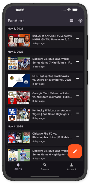 FanAlert App Screenshot